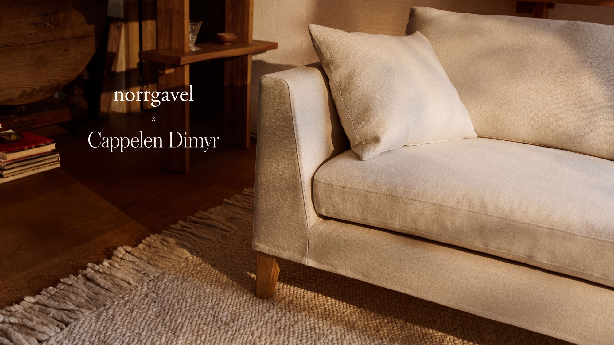 wool rug and white sofa in a living room
